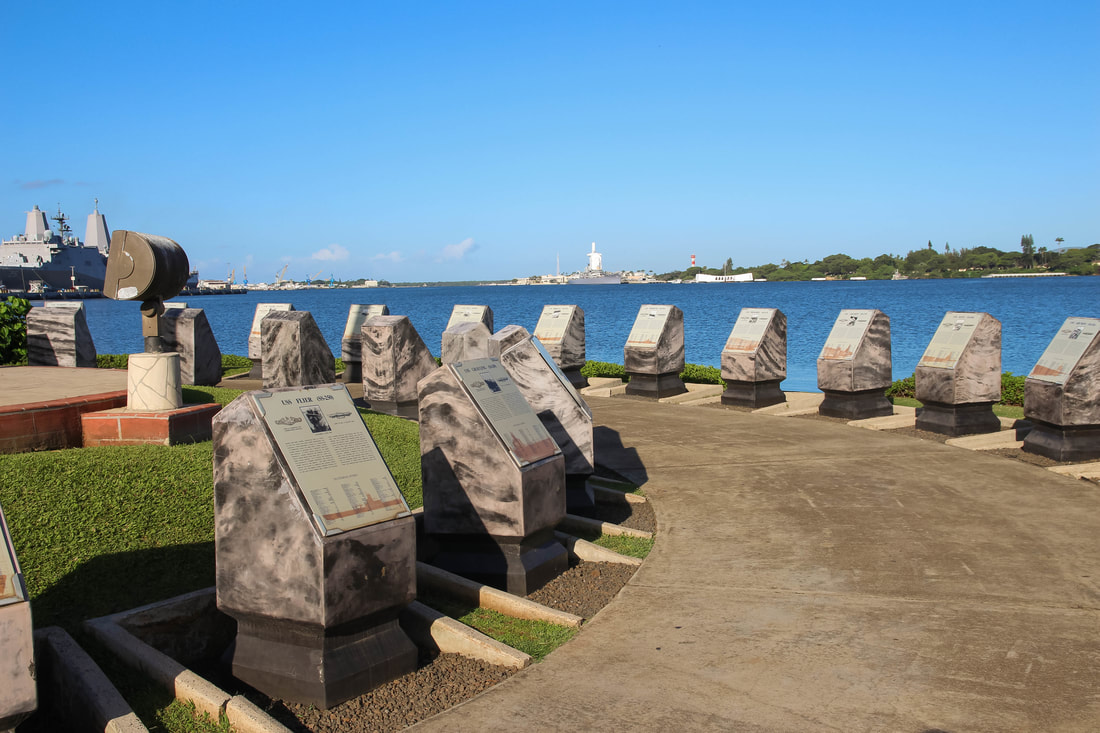 Plaques commemorating ships lost in battle