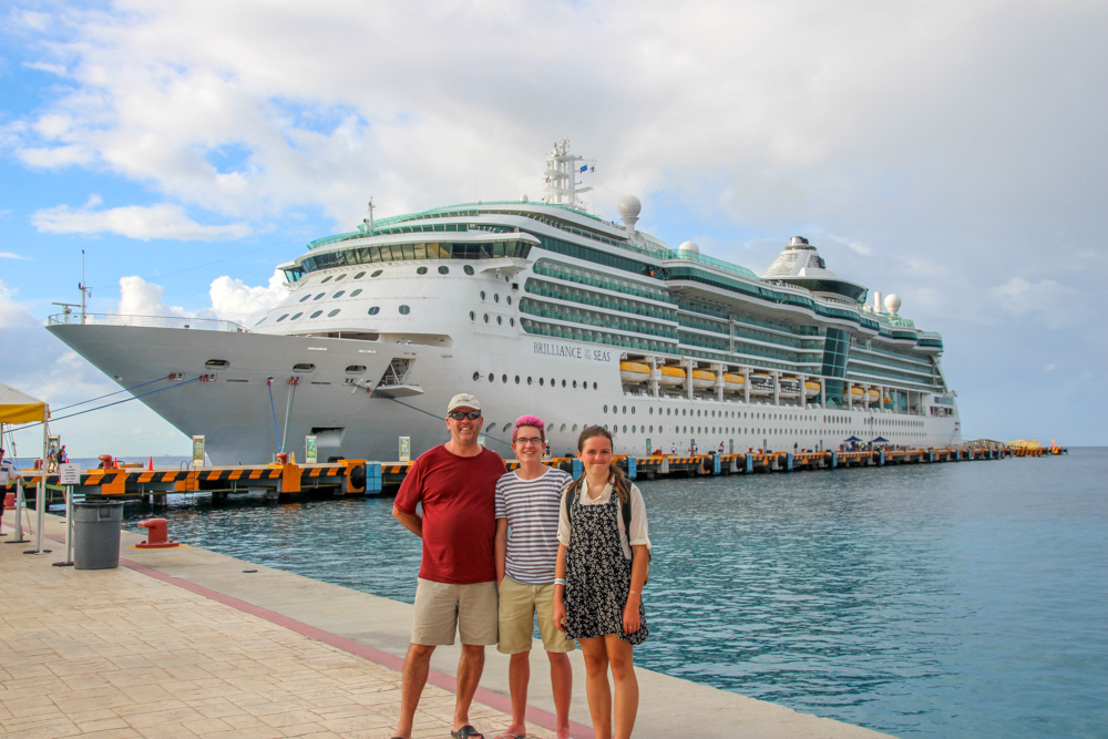 My family in front of the Brilliance of the Seas